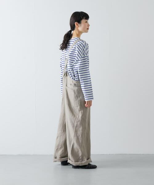 ◆23SS かぐれ リネンサロペットオーバーオール 後ろ紐 両サイドポケット かぐれ サロペット オーバーオール リネンバッククロスサロペット
