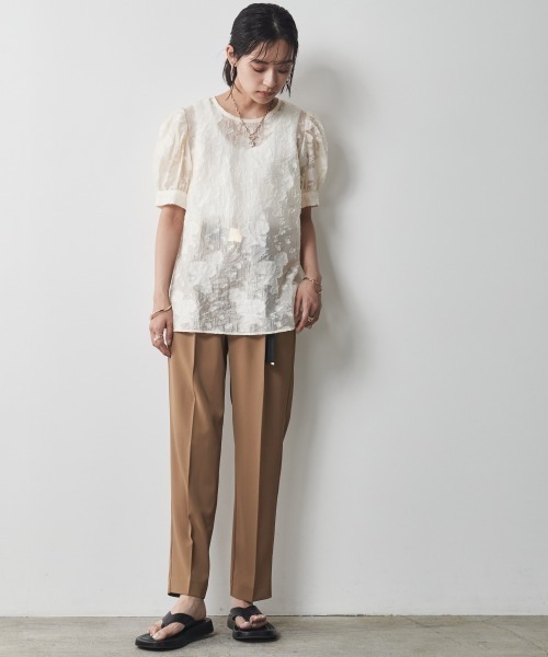 「CHIC STYLE」 半袖ブラウス L ベージュ レディース_画像7