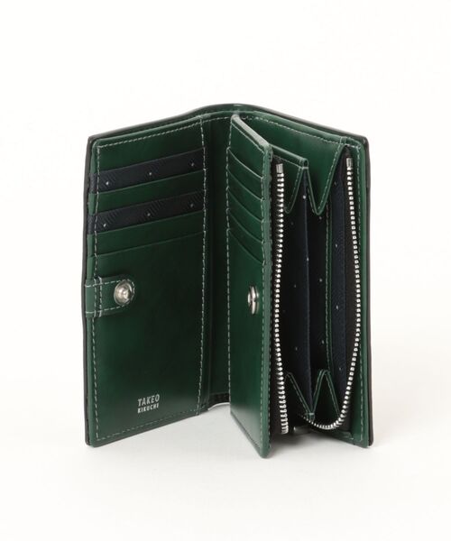 Mori様　ミディアムジップウォレット　ブラック×グリーン TAKEO KIKUCHI（タケオキクチ） 財布 マックス ミディアムウォレット