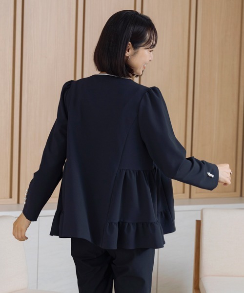 「Sono」 ノーカラージャケット F ネイビー レディース