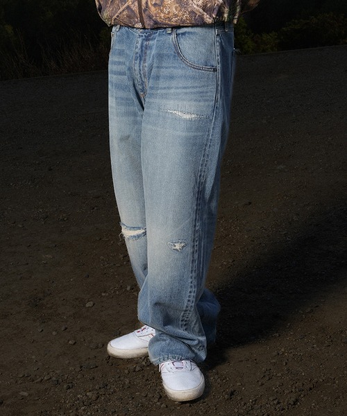 HUF（ハフ） ワイドパンツ ジーンズ EXPRESSION REPAIR DENIM PANT