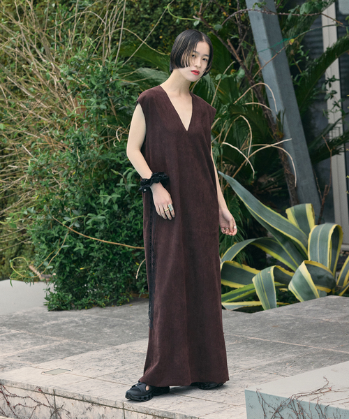 ワンピース FAUX SUEDE I-LINE DRESS:ワンピース