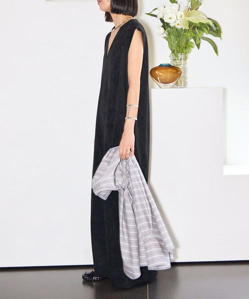 ワンピース FAUX SUEDE I-LINE DRESS:ワンピース