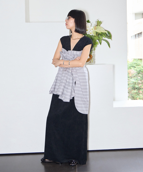 ワンピース FAUX SUEDE I-LINE DRESS:ワンピース