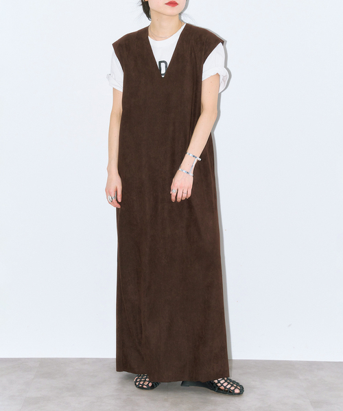 ワンピース FAUX SUEDE I-LINE DRESS:ワンピース