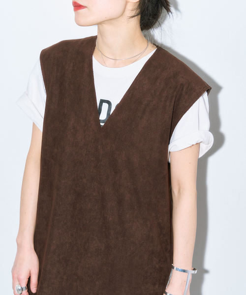 ワンピース FAUX SUEDE I-LINE DRESS:ワンピース