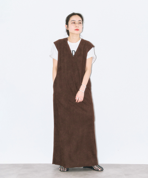 ワンピース FAUX SUEDE I-LINE DRESS:ワンピース
