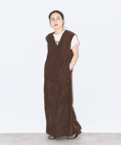 ワンピース FAUX SUEDE I-LINE DRESS:ワンピース
