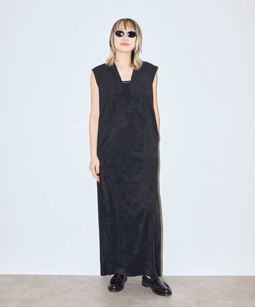 ワンピース FAUX SUEDE I-LINE DRESS:ワンピース
