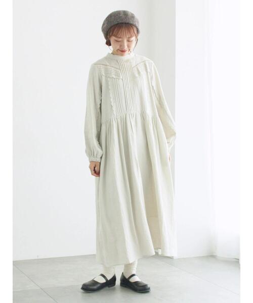 「TSUHARU by Samansa Mos2」 長袖ワンピース M ベージュ レディース_画像4