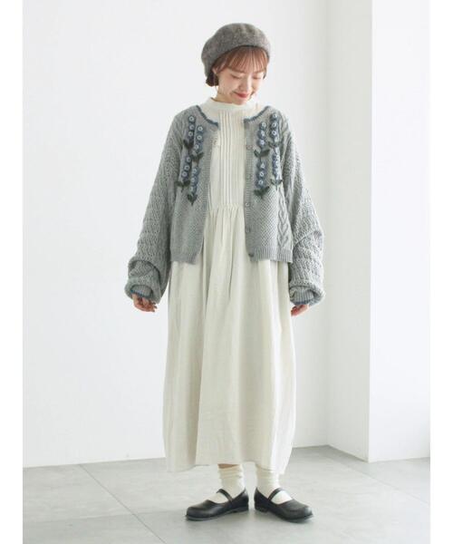 「TSUHARU by Samansa Mos2」 長袖ワンピース M ベージュ レディース_画像8