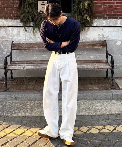 NOWLE（ノウル） ヘンリーネック tシャツ 「NOWLE」コットン ヘンリー