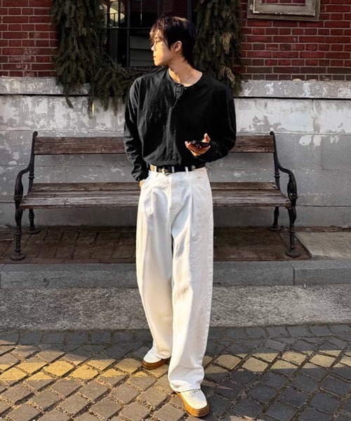 【美品】  NOWOS / ノーウォス | henry neck knit ウール ロングスリーブ カットソー | ブラウン | レディース 美品】 NOWOS / ノーウォス | henry neck knit ウール ロングスリーブ