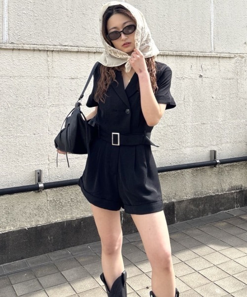 MOUSSY（マウジー） オールインワン BELTED SHORT SLEEVE ジャンプ