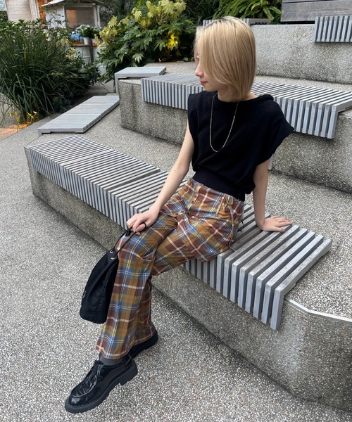 Ameri（アメリ） パンツ WRAP BELT SET CHECK PANTS レディース