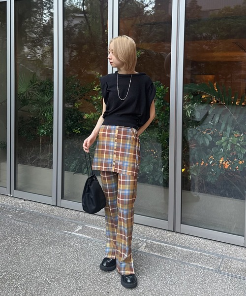 Ameri（アメリ） パンツ WRAP BELT SET CHECK PANTS レディース