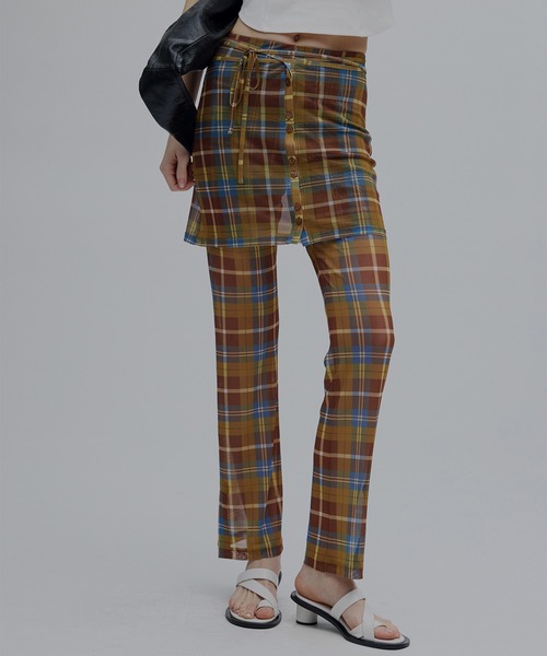 Ameri（アメリ） パンツ WRAP BELT SET CHECK PANTS レディース