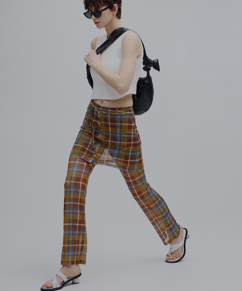 Ameri（アメリ） パンツ WRAP BELT SET CHECK PANTS レディース