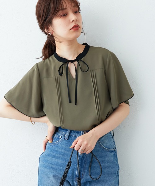「natural couture」 半袖ブラウス FREE グレイッシュベージュ レディース_画像2
