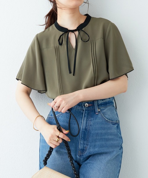 「natural couture」 半袖ブラウス FREE グレイッシュベージュ レディース_画像4