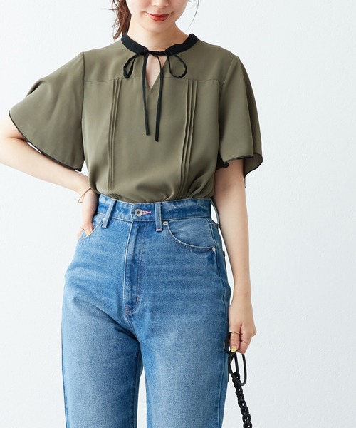 「natural couture」 半袖ブラウス FREE グレイッシュベージュ レディース_画像9