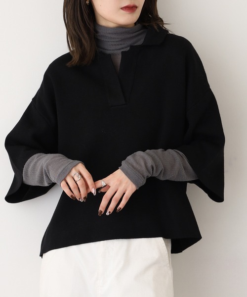「EGLANTINE」 半袖ニット 40 モカ レディース_画像4