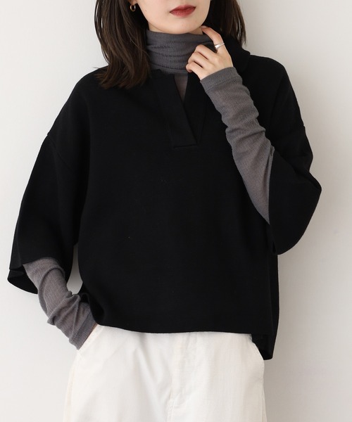 「EGLANTINE」 半袖ニット 40 モカ レディース_画像5