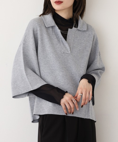 「EGLANTINE」 半袖ニット 40 モカ レディース_画像9