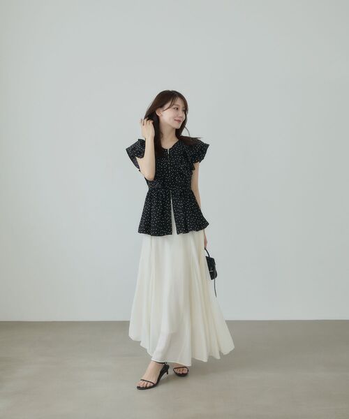 cle blatt ロング スカート 夏 ニュアンスシアーフレアスカート