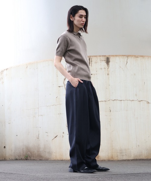ワイドパンツ スラックス 「MADE IN KOREA」メタルウエストパーツ