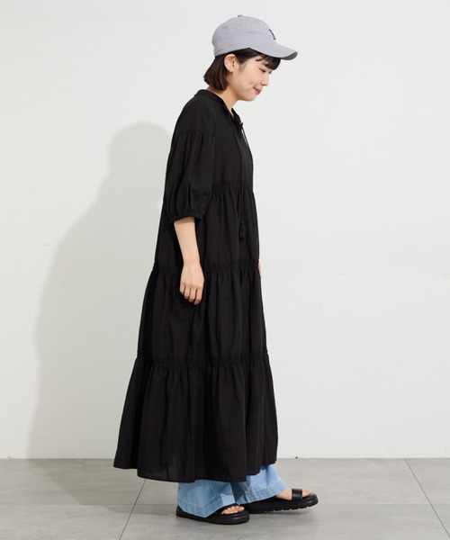 maa様ワンピース M(2)黒 Samansa Mos2（サマンサモスモス） ワンピース シャーリングティアード