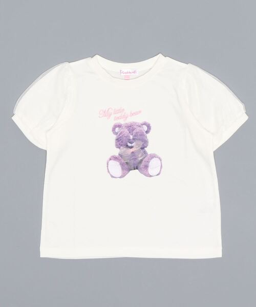 PINKHUNT tシャツ ピンクハント チュールパフスリーブテディベア