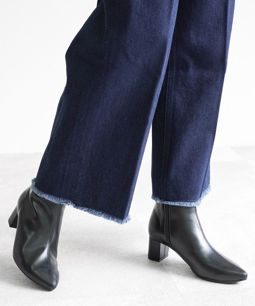 ブーツ 晴雨兼用チャンキーショートブーツ「日本製」 レディース