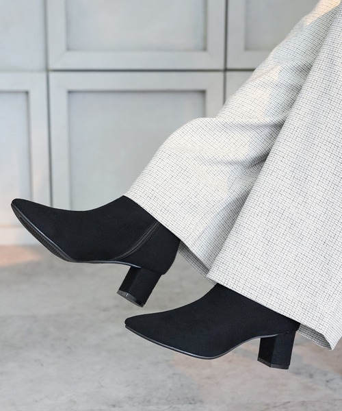 ブーツ 晴雨兼用チャンキーショートブーツ「日本製」 レディース