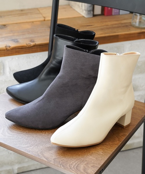 ブーツ 晴雨兼用チャンキーショートブーツ「日本製」 レディース