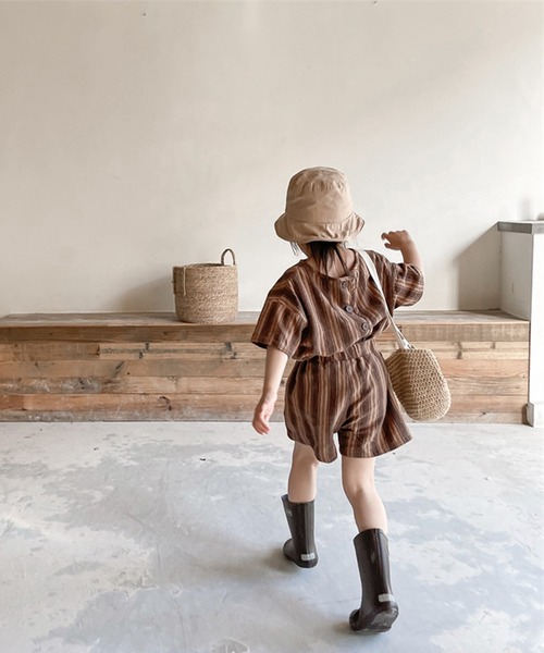 セットアップ aimoha-KIDS- 子供服　ストライプ柄半袖トップスハーフパンツセットアップ (SS) キッズ 子供服 男の子 女の子 | aimoha | 19