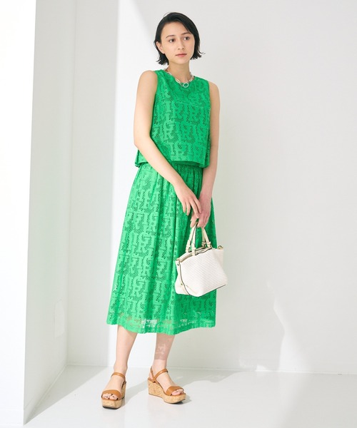 スカート アルファベットレースギャザー　スカート 