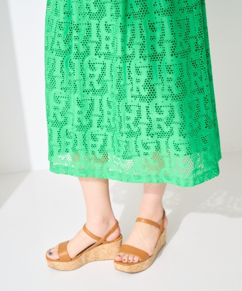 スカート アルファベットレースギャザー　スカート 