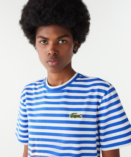 LACOSTE tシャツ ヘビーウェイト ワイドマリンボーダー半袖T