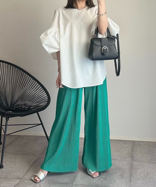 パンツ アコーディオンプリーツ ルーズ ワイドパンツ レディース  