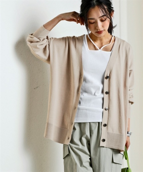 ニッセン（nissen） カーディガン 洗えるUVカット綿100％Vネック