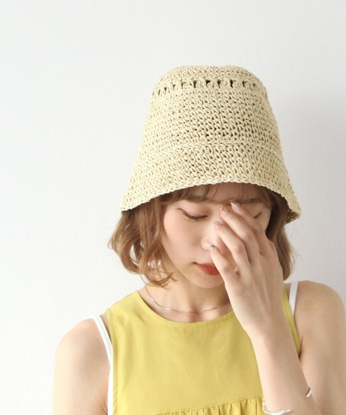 たまです！marihoja ベルハット 麦わら帽子 ベージュ 帽子 ハット 「天然草木」麦わら ペーパーハット ベルハット