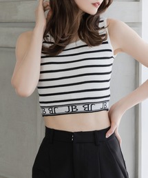 ノースリーブ　タンクトップ　クロップド丈 Julia Boutique タンクトップ ノースリーブ 裾ロゴクロップド丈