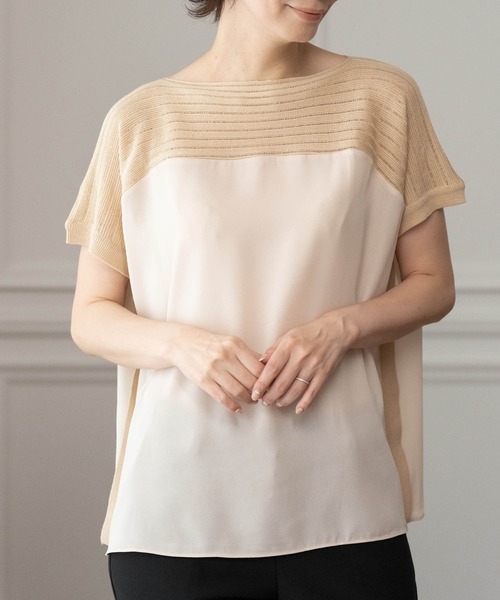 tシャツ ショルダーニットボーダーシアープルオーバー レディース