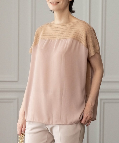 tシャツ ショルダーニットボーダーシアープルオーバー レディース トキドキ tシャツ ショルダーニットボーダーシアープルオーバー