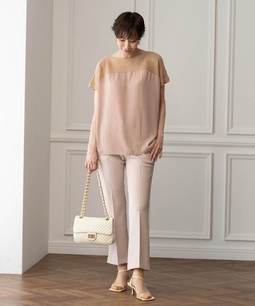 tシャツ ショルダーニットボーダーシアープルオーバー レディース トキドキ tシャツ ショルダーニットボーダーシアープルオーバー