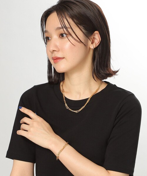 COCOSHNIK ネックレス シルバー ミックスチェーン フラットカーブ