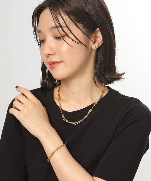 COCOSHNIK ネックレス シルバー ミックスチェーン フラット