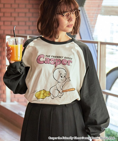 キャスパー ロンT カットソー 長袖 ビンテージ加工 新品 ゴースト レトロ tシャツ 「CASPER」別注 ヴィンテージ加工キャラクタープリント