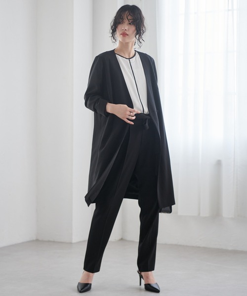 セットアップ 「2点SET」ウォッシャブル/ストレッチ/防シワ/UV対策　ロングジャケットテーパードパンツセットアップ レディース | RANAN | 04